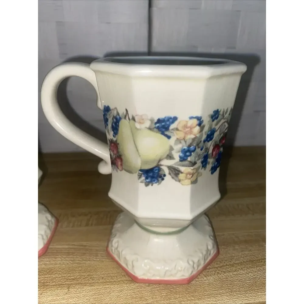 Set Of 2 Avon Exclusive Sweet Country Harvest Mug Coffee Tea Fruit Matching